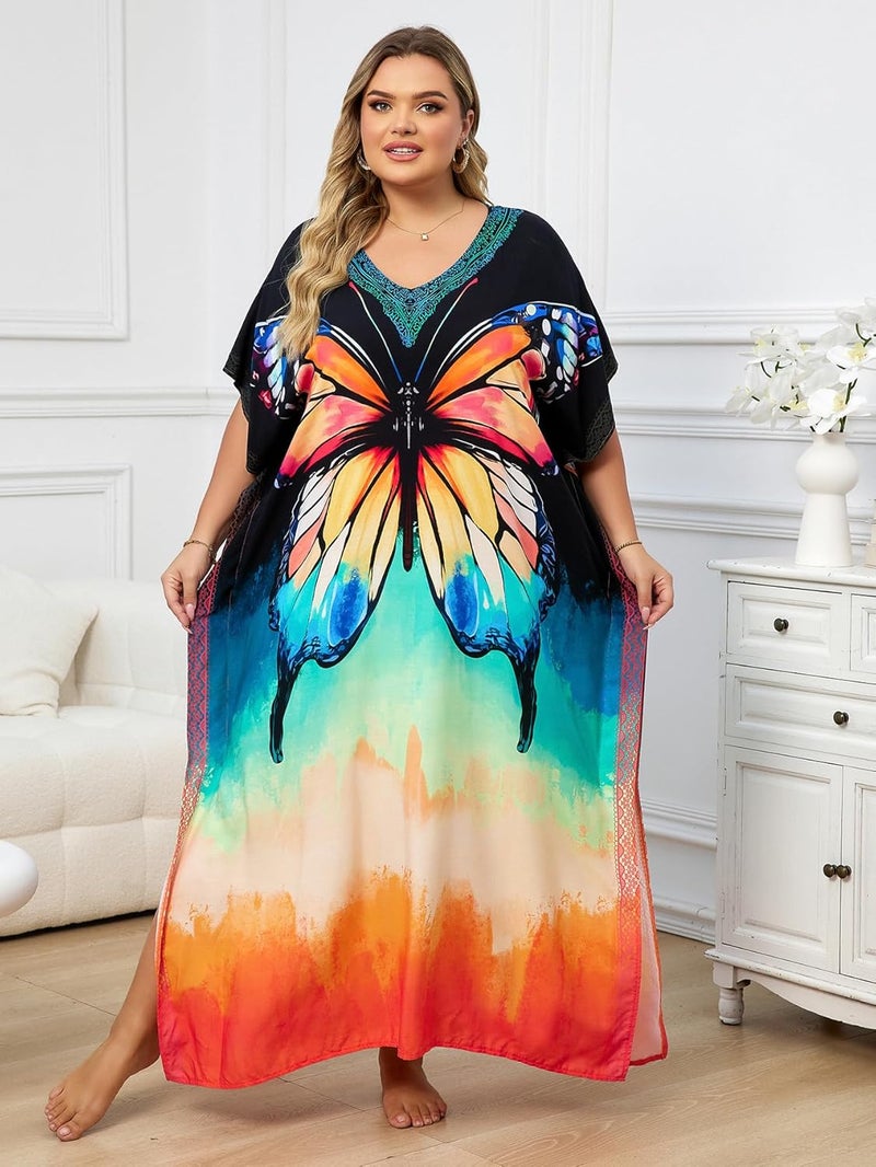 IMAGEKOPE Kaftan Dresses for Women Plus Size Bathing Suit Cover up Caftan Maxi Beach Dresses - Image 4